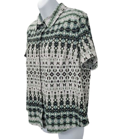 2/$20 Vintage 90s Green & Grey Buttons Down Shirt Top Size: M - Picture 2 of 7